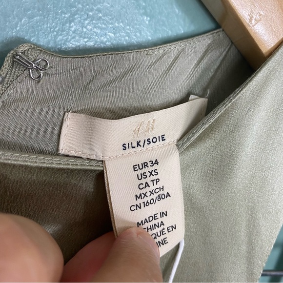 H&M Green Maxi Sleeveless‎ Silk Dress XS - Picture 4 of 6
